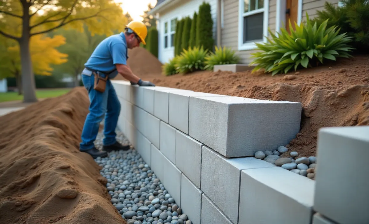 Retaining wall installation in London