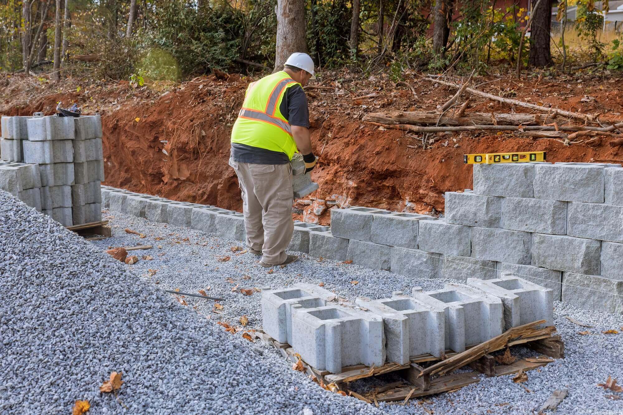 Completed retaining wall project